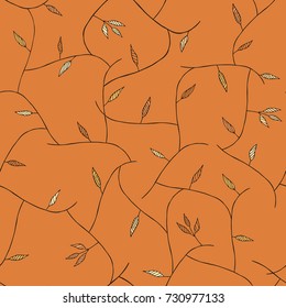Vector seamless handdrawn pattern from autumn leaves. Fashionable colours. Floral cute background for fabric, cloth design, book covers, manufacturing, wallpapers, print, gift wrap and scrapbooking.