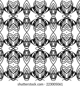 Vector seamless hand-drawn pattern black and white.