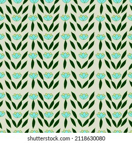 The vector seamless hand-drawn pattern with doddle elements flowers on a light shade of the yellow-green background. Spring and Sammer seasons. For the design of textiles, paper, notebooks, print pack