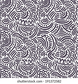 Vector seamless hand-drawn pattern with ethnic elements. Bright textured background for print, home decor, textile design, wrapping paper, wallpaper