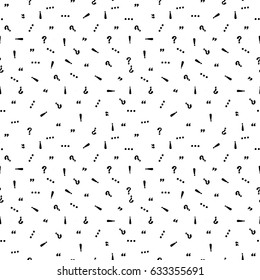 Vector seamless hand-drawn pattern with punctuation marks