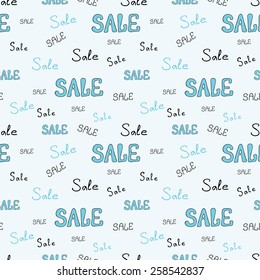 Vector seamless hand-drawn pattern with sale sign