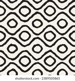 Vector seamless hand-painted pattern. Abstract decorative background with brush strokes. Stylish monochrome hand-drawn texture.