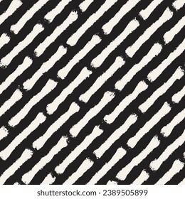 Vector seamless hand-painted pattern. Abstract decorative background with brush strokes. Stylish monochrome hand-drawn texture.