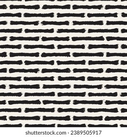Vector seamless hand-painted pattern. Abstract decorative background with brush strokes. Stylish monochrome hand-drawn texture.