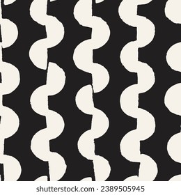 Vector seamless hand-painted pattern. Abstract decorative background with brush strokes. Stylish monochrome hand-drawn texture.