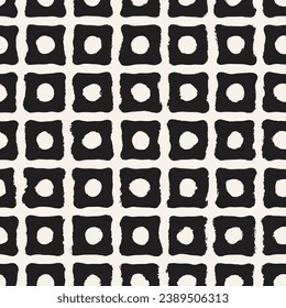 Vector seamless hand-painted pattern. Abstract decorative background with brush strokes. Stylish monochrome hand-drawn texture.