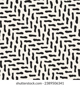 Vector seamless hand-painted pattern. Abstract decorative background with brush strokes. Stylish monochrome hand-drawn texture.