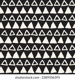 Vector seamless hand-painted pattern. Abstract decorative background with brush strokes. Stylish monochrome hand-drawn texture.