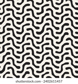 Vector seamless hand-painted pattern. Abstract decorative background with brush strokes. Stylish monochrome hand-drawn texture.