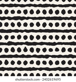 Vector seamless hand-painted pattern. Abstract decorative background with brush strokes. Stylish monochrome hand-drawn texture.