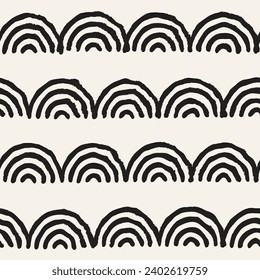 Vector seamless hand-painted pattern. Abstract decorative background with brush strokes. Stylish monochrome hand-drawn texture.