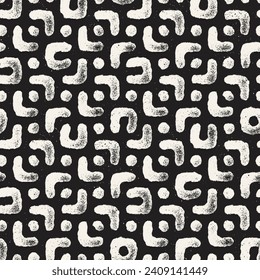 Vector seamless hand-painted pattern. Abstract decorative background with brush strokes. Stylish monochrome hand-drawn texture.