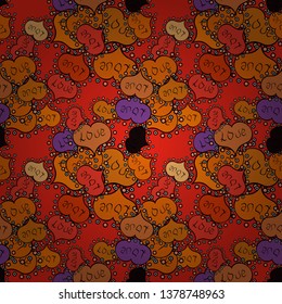 Vector. Seamless Happy valentines day and wedding design elements. Love. Red, orange and black colors on background With Ornaments, Hearts. Be my Valentine. Invitation, menu, flyer, template.