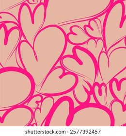 Vector seamless heart abstract pattern. Template Illustration for trending design. Hand drawn unique print For textiles, packaging, wallpaper, cover, postcard, banner, blog, app, invitation EPS 10.
