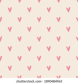 Vector seamless heart cute pattern with pink hearts, repeating texture
