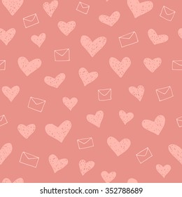 Vector seamless heart and envelope pattern. Can be used for wrapping, textile, wallpaper, postcards and many more.