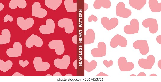 Vector seamless heart pattern. image of pink hearts in a random arrangement style