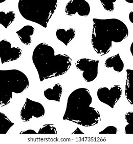 Vector seamless heart pattern isolated on white background. Ink illustration. Can be used for design of gift wrap,textile,blog decoration,banner,poster,website,wallpapers and greeting card 
