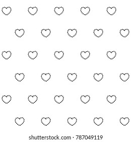 vector seamless heart pattern, Love symbol graphic background, red and black doted line hearts cute pattern on white. Valentine day backdrop