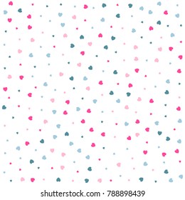 vector seamless heart pattern, Love symbol graphic background for Valentine day, hearts cute pattern on white. cute baby girly card or paper backdrop