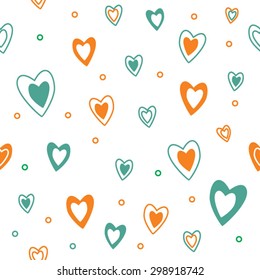 vector. seamless heart pattern on white background. 
hand drawing

