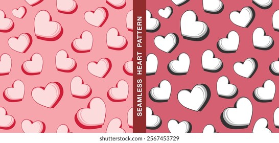 Vector seamless heart pattern. Pastel color heart image in cartoon comic style