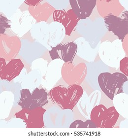 Vector seamless hearts pattern, love theme background, valentine pattern in pink