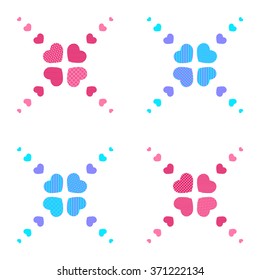 Vector seamless hearts pattern for Valentines day. Pink, magenta, sky blue and violet, white background.