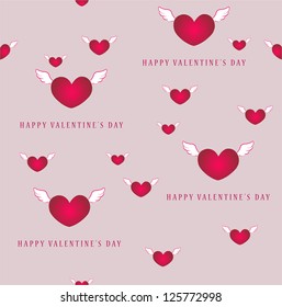 Vector seamless with hearts and wings