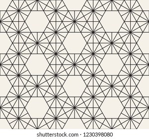 Vector seamless hexagon pattern. Modern stylish abstract texture. Repeating geometric tiles from striped elements