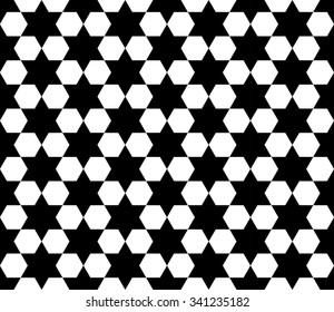 vector seamless hexagram pattern. endless texture black and white.
abstract geometric ornament background.