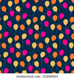 Vector seamless holiday pattern with balloons on a dark background