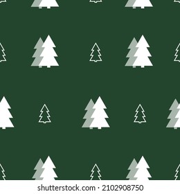 Vector seamless holiday pattern with christmas trees. Vector repeating print for fabrics, paper, textile, gift wrap, banners or web design with fir trees. Vector repeating background.