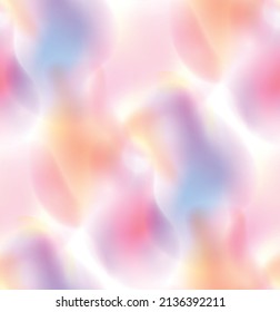 Vector seamless holographic retro pattern in neon colors. Blurred gasoline texture. Background with bright soft pearlescent spots