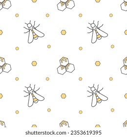Vector seamless honey pattern, doodle style.