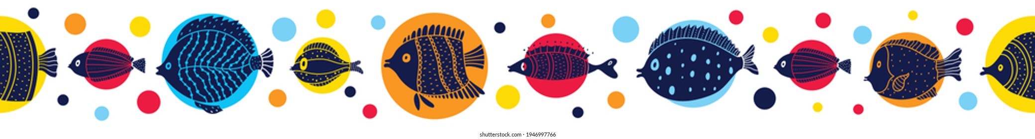 Vector Seamless Horizontal Border With Fish.