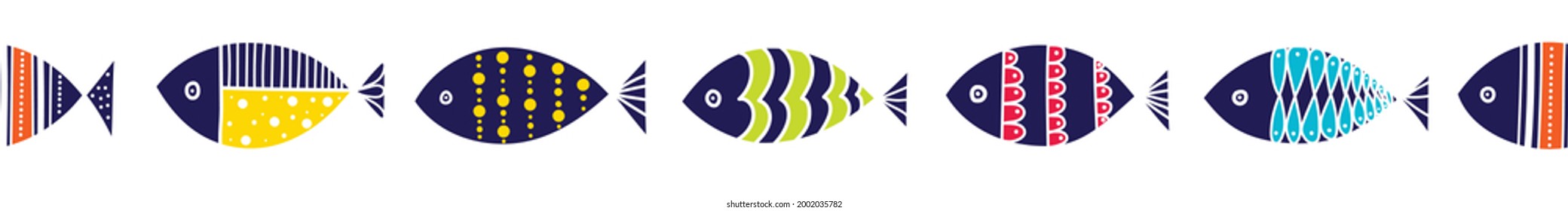 Vector Seamless Horizontal Border With Fish.