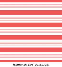 Vector seamless horizontal stripes pattern, candy cane. Christmas design for wallpaper, fabric, textile, wrapping.