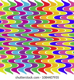 Vector seamless horizontal wavy pattern in bright colors.
