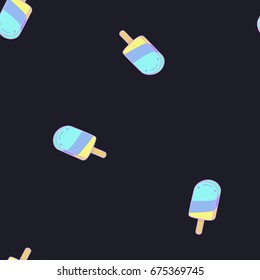 vector seamless ice cream pattern. colorful cartoon background with fruit popsicles. paper wrapping design
