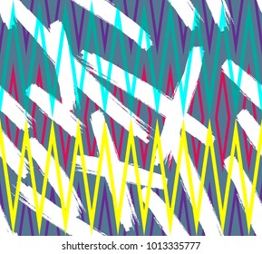 Vector seamless ikat ethnic pattern. Boho design. Ethnic Colored seamless zigzag patten