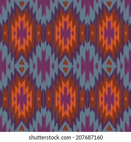 Vector seamless ikat ethnic pattern