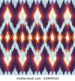 Vector seamless ikat ethnic pattern