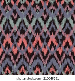 Vector seamless ikat ethnic pattern