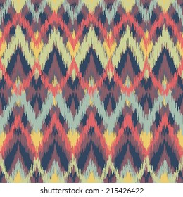 Vector seamless ikat ethnic pattern