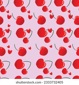 vector seamless illustration of beautiful,sweet endless cherries suitable for wrapping paper or background