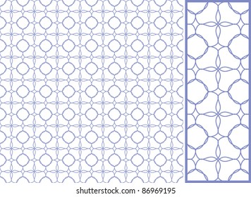 Vector seamless illustration of blue tangier grid, abstract guilloche background