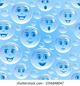 Vector seamless illustration of cheerful drops of condensate picture for kids