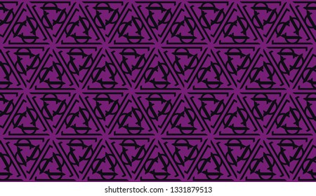 Vector seamless illustration. COLOR 1 COLOR 2. For you home interior wallpaper, fashion print.Original interior background in triangles style. Purple addiction color